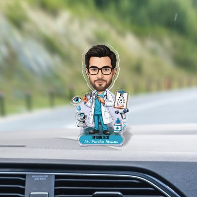 Personalized Optometrist Male Doctor Bobblehead Caricature with Battery Powered & Moving Head Feature Gift for Eye Specialists & Optical Clinics Gift for Medical Student & Eye Doctor